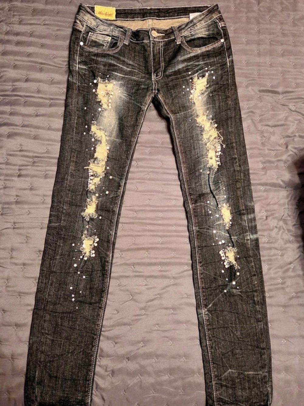Machine Distressed Skinny Jeans Waist 31